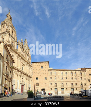 Left La Clerecia right House of Shells Casa de las Conchas Salamanca Spain Stock Photo