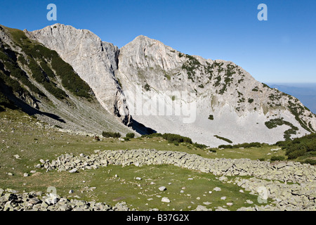 Sinanitsa right and Momin left mountain peaks in World Heritage Site Pirin National Park Bulgaria Stock Photo