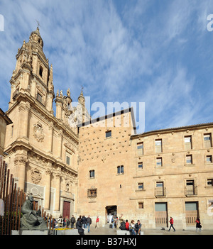 Left La Clerecia right House of Shells Casa de las Conchas Salamanca Spain Stock Photo