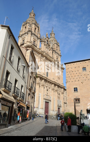 Left La Clerecia right House of Shells Casa de las Conchas Salamanca Spain Stock Photo