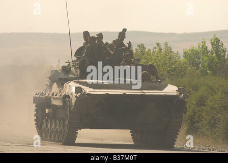 Russian armoured personnel carriers on their way to Gori in Georgia during the Russo-Georgian War August 2008 Stock Photo