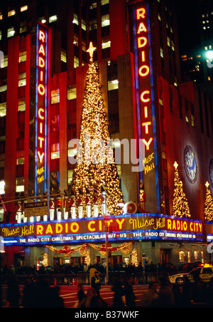 Radio City Music Hall, Christmas, Dusk Stock Photo