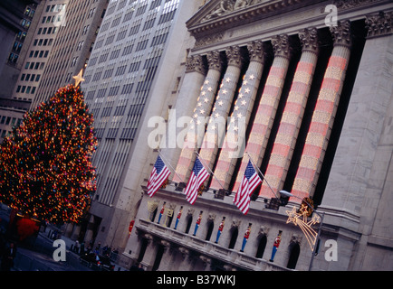 New York Stock Exchange At Christmas Stock Photo