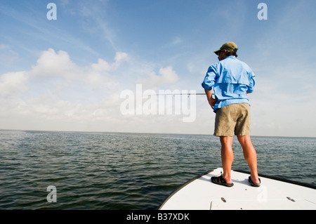 Sight fishing the Laguna Madre off the Texas Gulf Coast Stock Photo