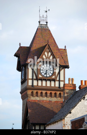Wooden clock tower, High Street, Ledbury, Herefordshire, England, United Kingdom Stock Photo