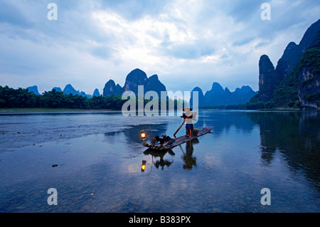 Cormorant Fisherman in the Lijang Li River Xingping Guilin province China model release 701 Stock Photo