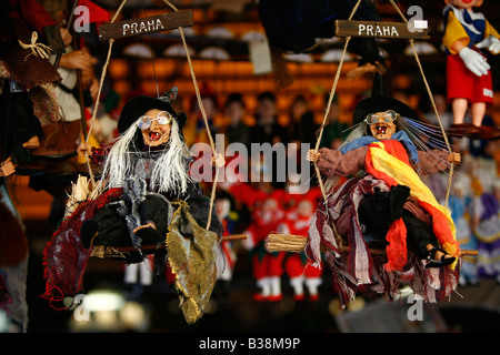 Aug 2008 - witch puppet souvenirs Prague Czech Republic Stock Photo