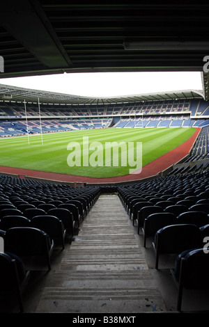 Inside Murrayfield Stadium in Edinburgh, Scotland, UK, the home of Scottish Rugby. Stock Photo