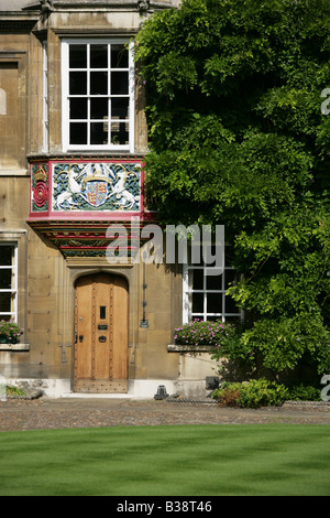 City of Cambridge, England. First Court of Christ College Cambridge with the Master’s Lodge. Stock Photo