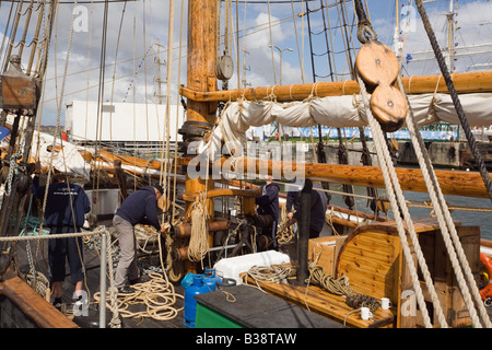 Svanhild ketch rig old wooden boat in Tall Ships race berthed at ...