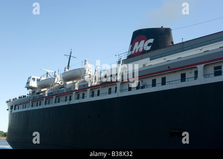 SS Badger Lake Michigan tourist passenger and vehicle ferry moored at Manitowoc Wisconsin Stock Photo