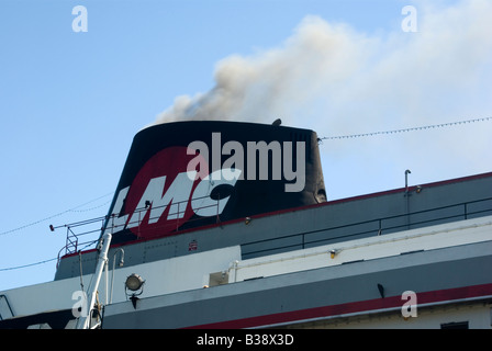 Smokestack of SS Badger Lake Michigan tourist passenger and vehicle ferry Stock Photo