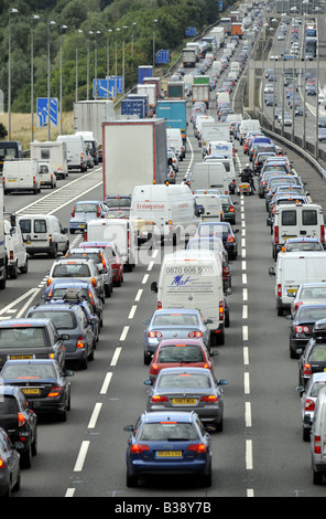 BANK HOLIDAY TRAFFIC JAMS ON THE M6 MOTORWAY,NORTHBOUND NEAR JUNCTION 11,CANNOCK,STAFFORDSHIRE,10 MILES NORTH OF BIRMINGHAM ,UK Stock Photo