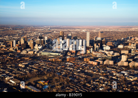 Aerial cityscape of urban Denver Colorado United States Stock Photo