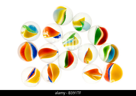 Many marbles, knockout on white Stock Photo