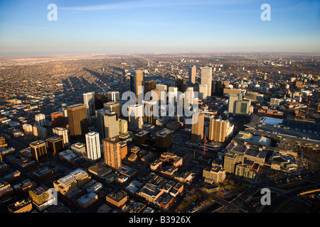 Aerial cityscape of urban Denver Colorado United States Stock Photo