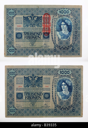 AUSTRIA - 1000 TAUSEND KRONEN, MBC - 1902 - COM FURO DE CUPIM Stock Photo