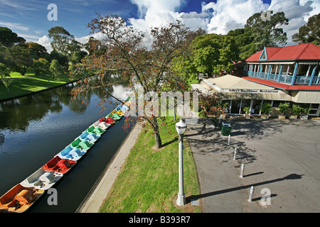 Paddle boats lined up along the River Torrens Adelaide South Australia on a sunny day Stock Photo