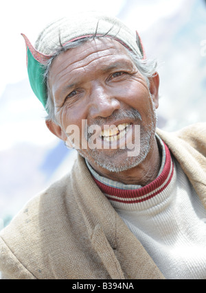 An image of a mountain shepherd from the remote Pin valley in Northern India. Stock Photo