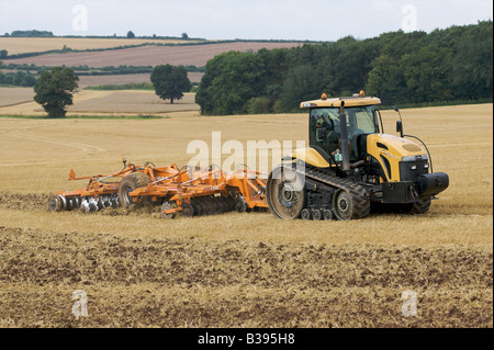 Rubber Track Crawler Cultivating Stubble Stock Photo