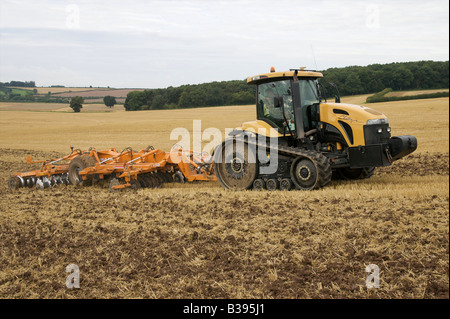 Rubber Track Crawler Cultivating Stubble Stock Photo