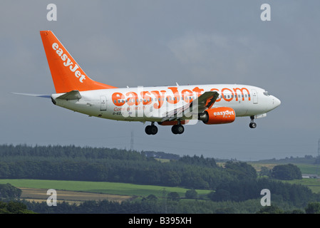 An Easyjet Boeing 737-73V on final approach to Aberdeen Dyce Airfield Grampian Region North East Scotland Stock Photo