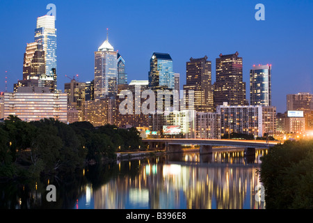 Dusk skyline of Philadelphia Pennsylvania Stock Photo