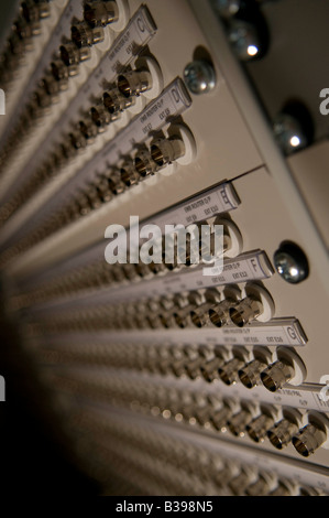 video cable connection panel with BNC's Stock Photo