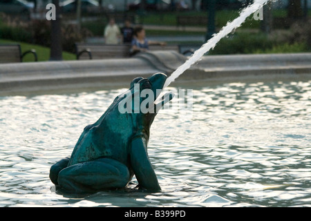 A statue of a frog is seen in the Swann Memorial Fountain in Logan Square, Philadelphia, Pennsylvania Stock Photo