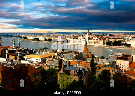 Danube river and Budapest in Hungary Stock Photo