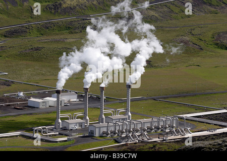 Nesjavellir Power Plant is the largest geothermal power plant in Iceland. Stock Photo