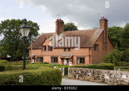 UK Cheshire Aldford Church View Eaton Hall Estate cottages Stock Photo