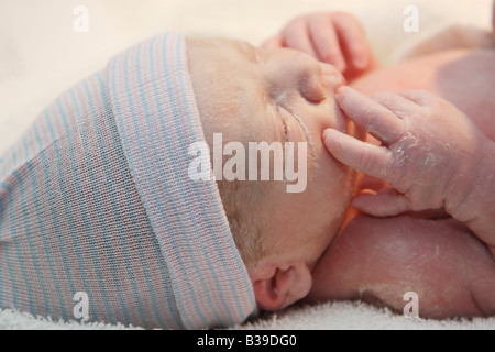 A Newborn Infant, Only Minutes Old Stock Photo