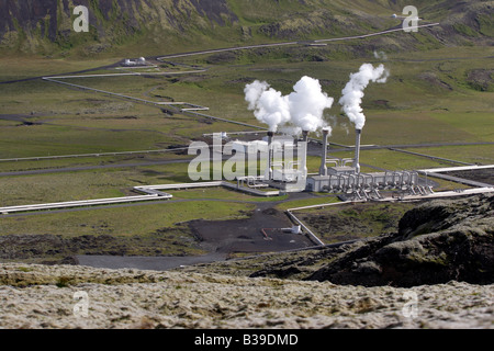 Nesjavellir Power Plant is the largest geothermal power plant in Iceland. Stock Photo