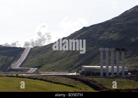 Nesjavellir Power Plant is the largest geothermal power plant in Iceland. Stock Photo