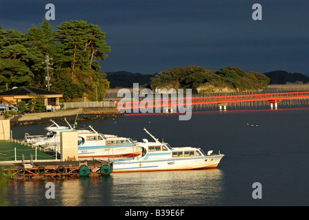 Fishing boats in the Matsushima bay Japan Stock Photo