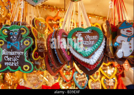 Christmas market stalls food with traditional biscuits, Nuremburg, Germany Stock Photo