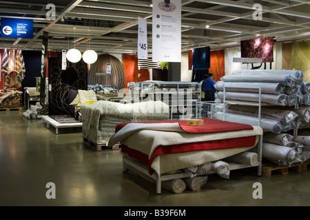 Soft furnishings department Ikea store Milton Keynes Buckinghamshire Stock Photo