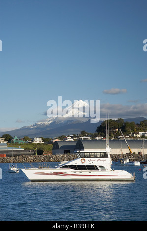 Marina Port Taranaki New Plymouth and Mt Taranaki Mt Egmont Taranaki North Island New Zealand Stock Photo