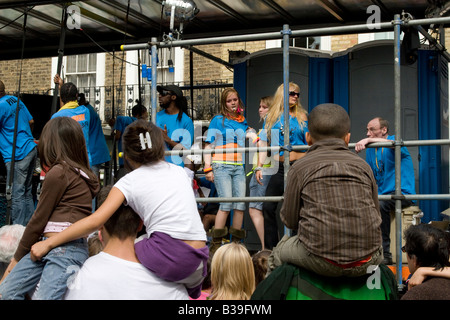 children on shoulders watching float Notting Hill Carnival London UK August 24 2008 Stock Photo