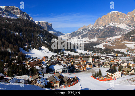 Ski resort of Corvara, Alta Badia Region, Italian Dolomites, Italy Stock Photo