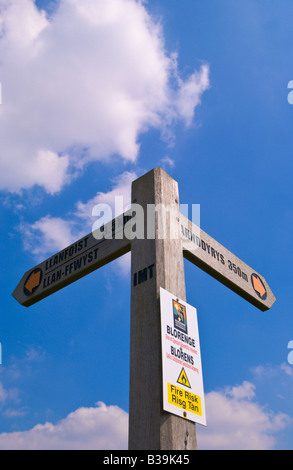 Footpath fingerpost direction sign on Blorenge mountain near Blaenavon South Wales UK GB Stock Photo