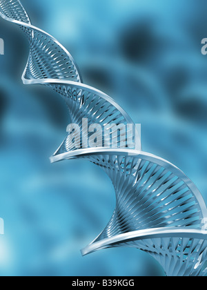 DNA strands on abstract background Stock Photo