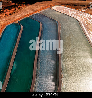 Aerial detail of tailing ponds for mineral waste in rural Utah United States Stock Photo