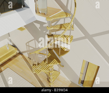 3D render of a living room interior in daylight Stock Photo