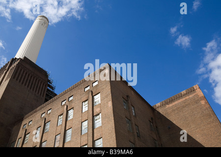 Battersea Power Station on the banks of the Thames in London, the largest brick building in Europe. Stock Photo