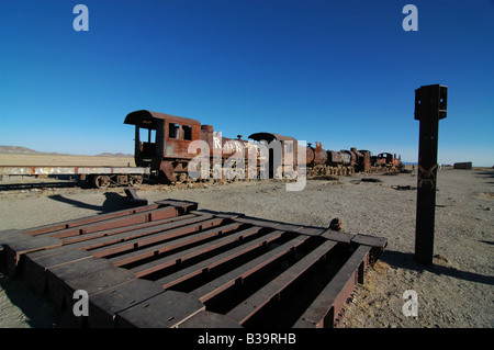 Train cemetery in Uyuni, Bolivia. Stock Photo