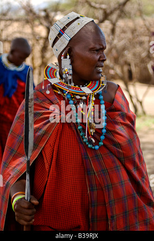 The MASAI TRIBE still live traditionally NGORONGORO CRATER TANZANIA Stock Photo