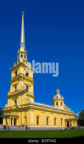 Side view of St. Peter and Paul’s Cathedral at the Peter and Paul Fortress Stock Photo