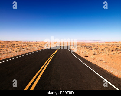 Scenic landscape of desert highway in rural Arizona United States Stock Photo